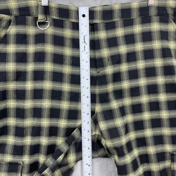 Hot Topic Yellow Black Plaid Wide Leg Cargo Pants Punk Goth Retro Y2K